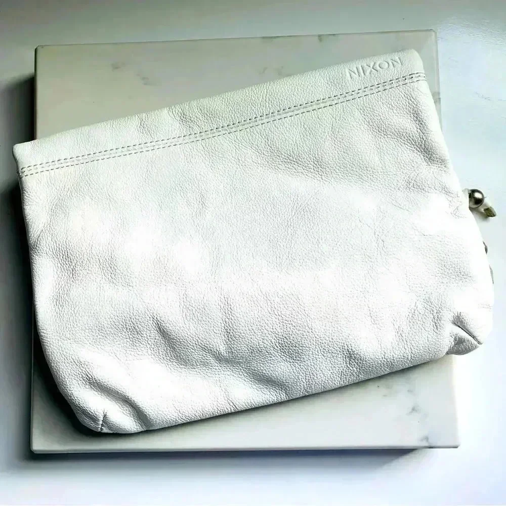 Nixon Leather White and Silver Foldable Clutch